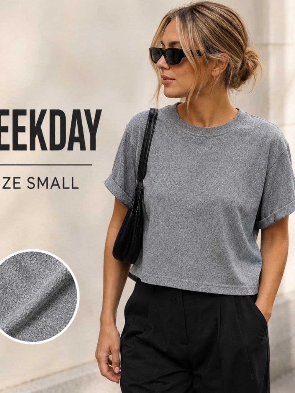 Size S - Weekday Soft Times Tee Gray Cropped T-Shirt